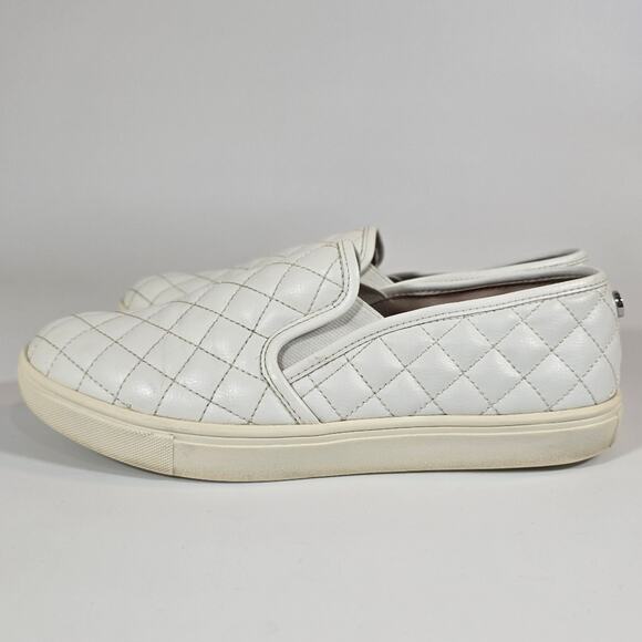 L Steve Madden Women's Ecentrcq White Quilted Slip On Sneakers Size 10 Flaw - Picture 5 of 9